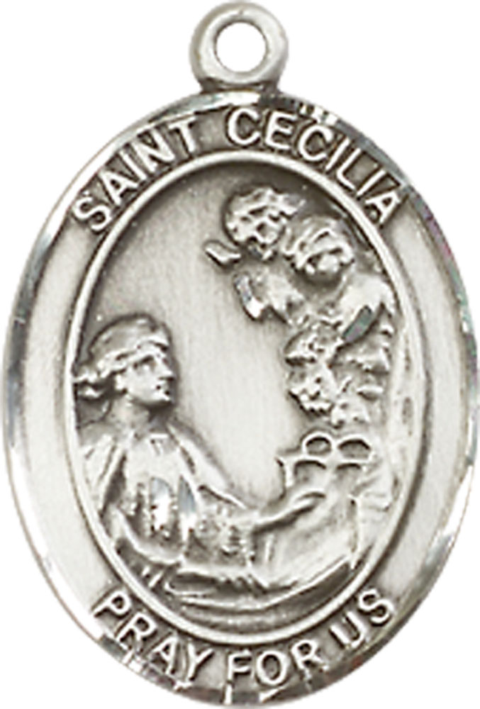 Sterling Silver Saint Cecilia Medal - With Box