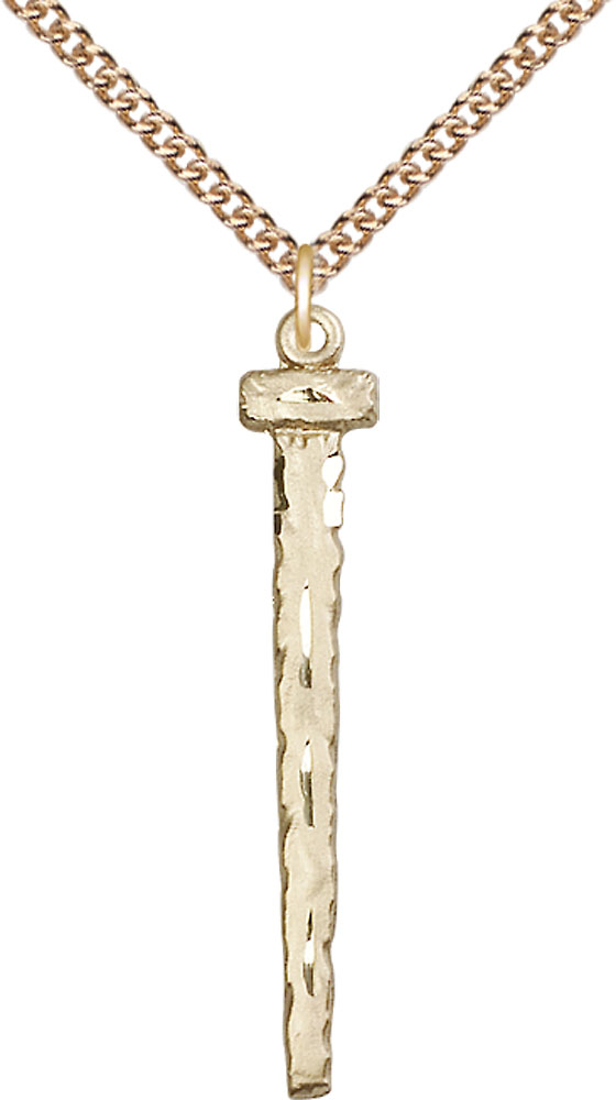 14kt Gold Filled Nail Pendant on a 24 inch Gold Filled Heavy Curb chain