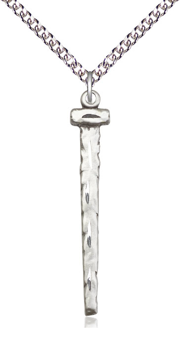 Sterling Silver Nail Pendant on a 24 inch Sterling Silver Heavy Curb chain