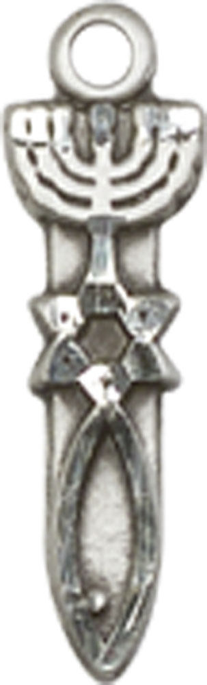 Sterling Silver Menorah Star Fish Medal