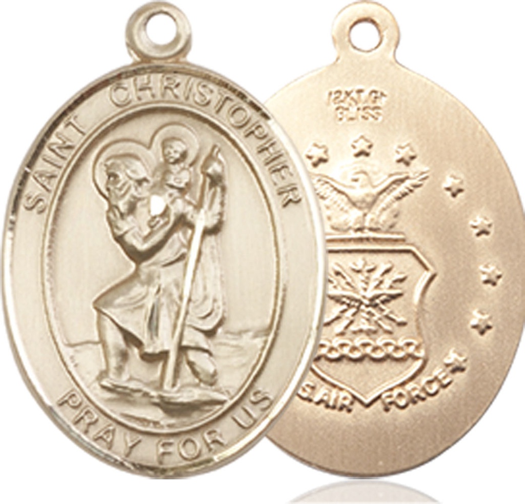 14kt Gold Filled Saint Christopher Air Force Medal