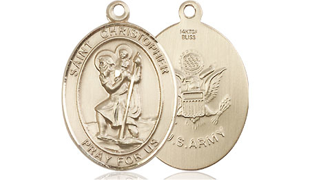 14kt Gold Filled Saint Christopher Army Medal