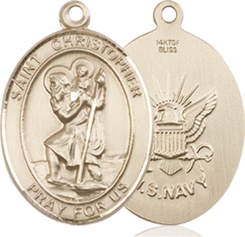 14kt Gold Filled Saint Christopher Navy Medal