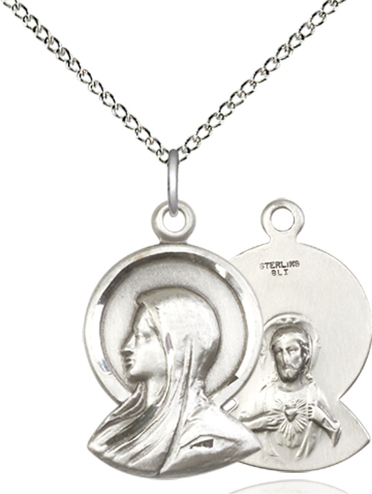 Sterling Silver Madonna Pendant on a 18 inch Sterling Silver Light Curb chain