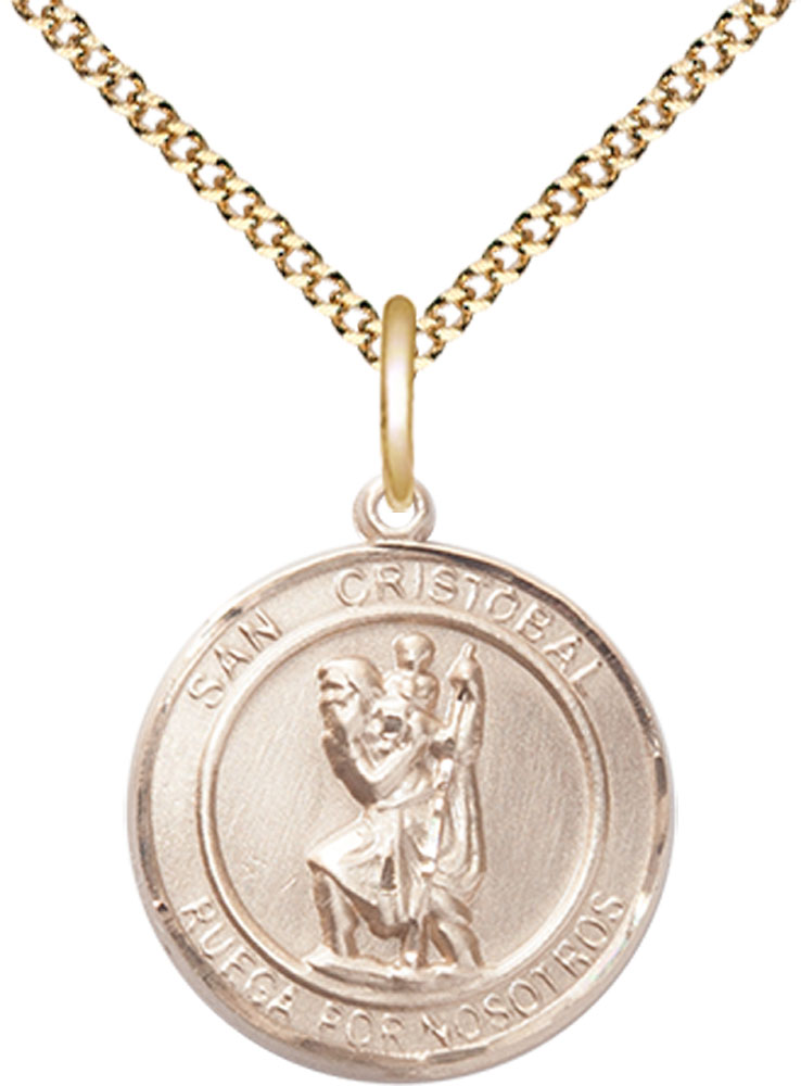 14kt Gold Filled San Cristobal Pendant on a 18 inch Gold Plate Light Curb chain