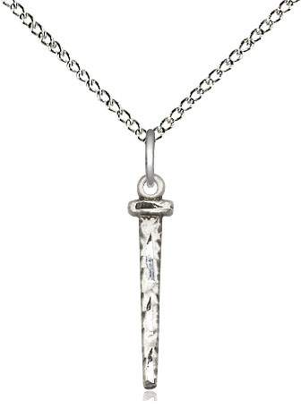 Sterling Silver Nail Pendant on a 18 inch Sterling Silver Light Curb chain