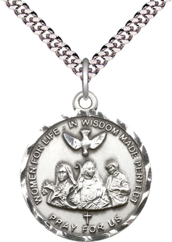 Sterling Silver 3-Doctors Pendant on a 24 inch Light Rhodium Heavy Curb chain