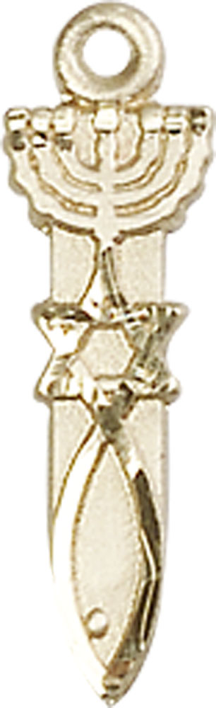 14kt Gold Menorah Star Fish Medal