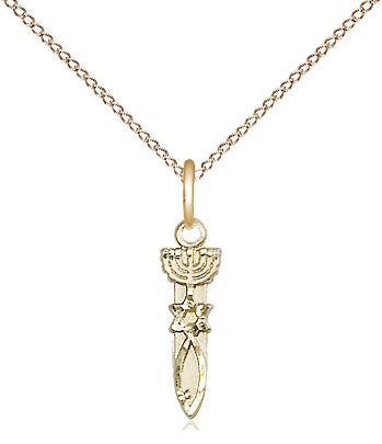 14kt Gold Filled Menorah Star Fish Pendant on a 18 inch Gold Filled Light Curb chain
