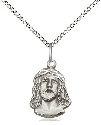 Sterling Silver Ecce Homo Pendant on a 18 inch Sterling Silver Light Curb chain