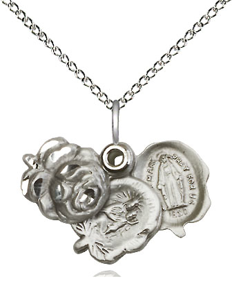 Sterling Silver Rosebud Pendant on a 18 inch Sterling Silver Light Curb chain