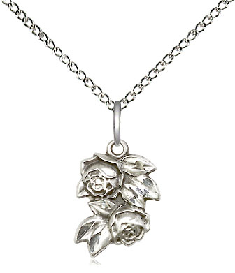 Sterling Silver Rose Pendant on a 18 inch Sterling Silver Light Curb chain