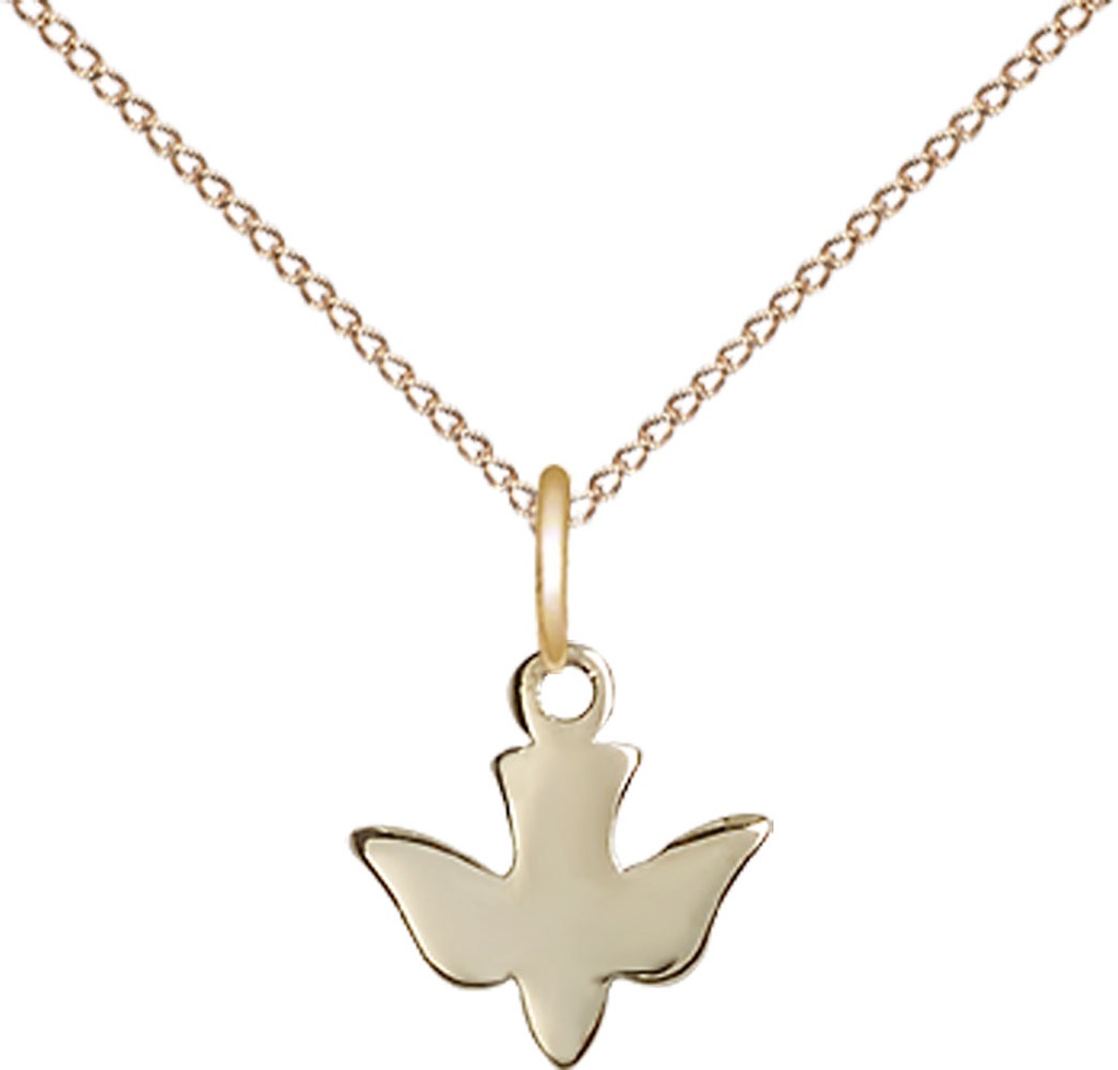14kt Gold Filled Holy Spirit Pendant on a 18 inch Gold Filled Light Curb chain
