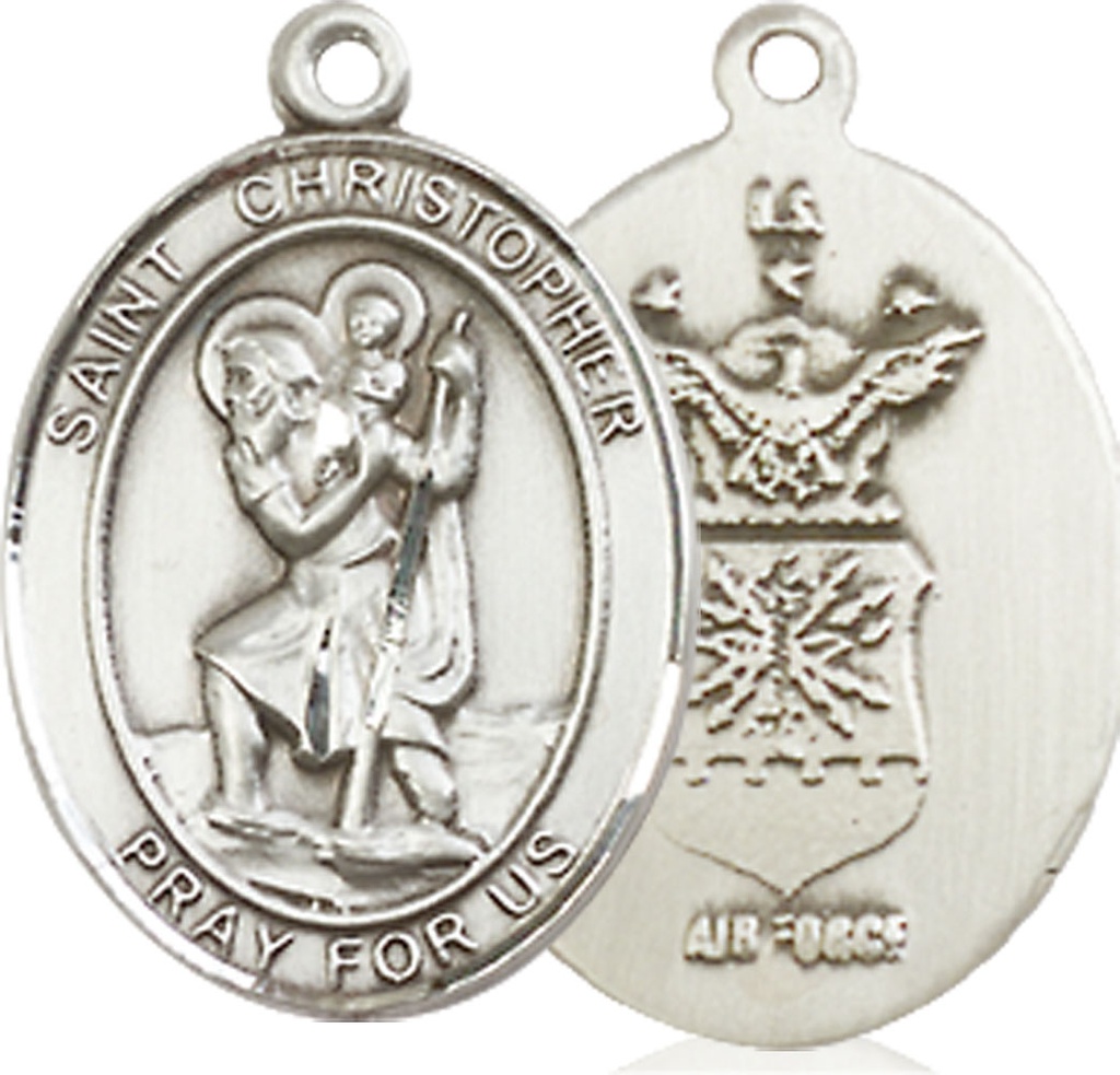 Sterling Silver Saint Christopher Air Force Medal