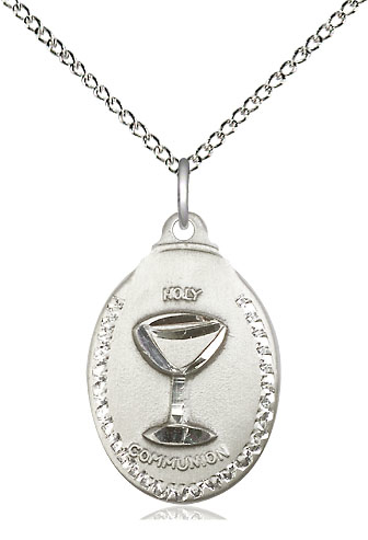 Sterling Silver Communion Pendant on a 18 inch Sterling Silver Light Curb chain