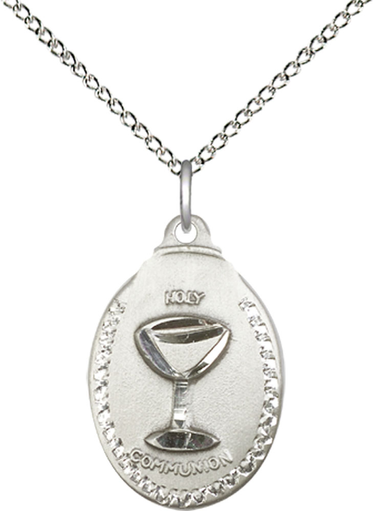 Sterling Silver Communion Pendant on a 18 inch Sterling Silver Light Curb chain