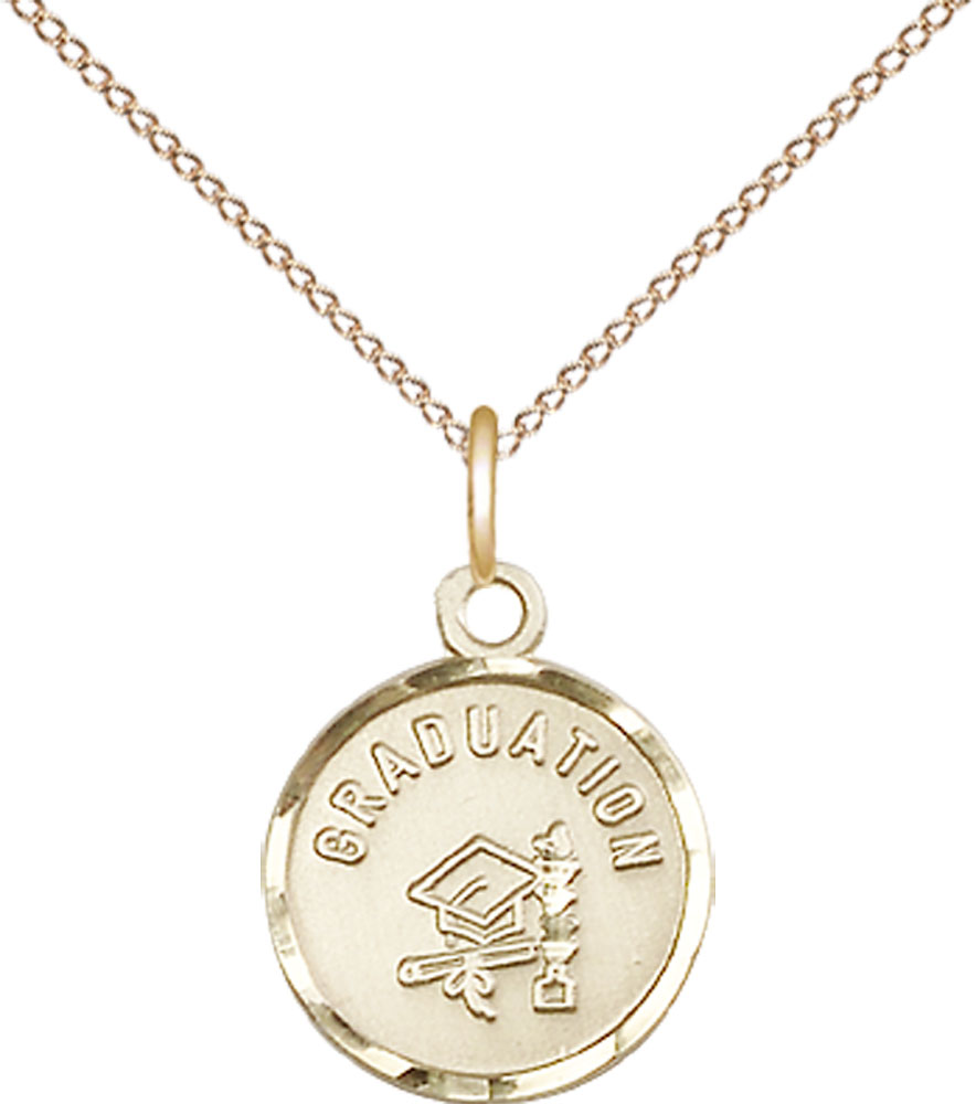 14kt Gold Filled Graduation Pendant on a 18 inch Gold Filled Light Curb chain