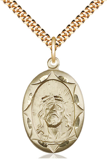 14kt Gold Filled Ecce Homo Pendant on a 24 inch Gold Plate Heavy Curb chain