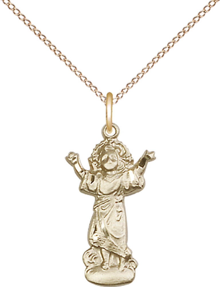 14kt Gold Filled Divino Nino Pendant on a 18 inch Gold Filled Light Curb chain