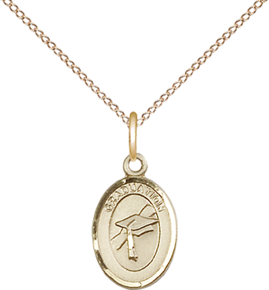 14kt Gold Filled Graduation Pendant on a 18 inch Gold Filled Light Curb chain