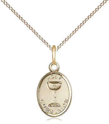 14kt Gold Filled Holy Communion Pendant on a 18 inch Gold Filled Light Curb chain