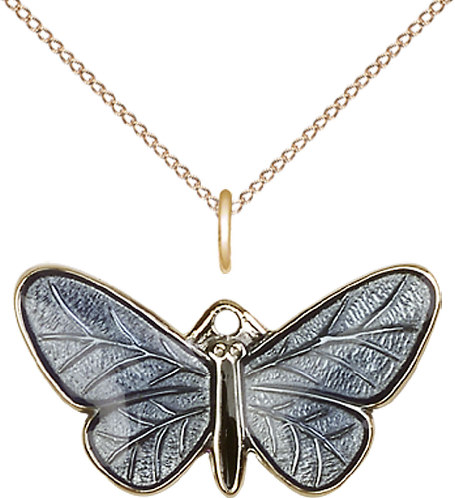 14kt Gold Filled Butterfly Pendant on a 18 inch Gold Filled Light Curb chain