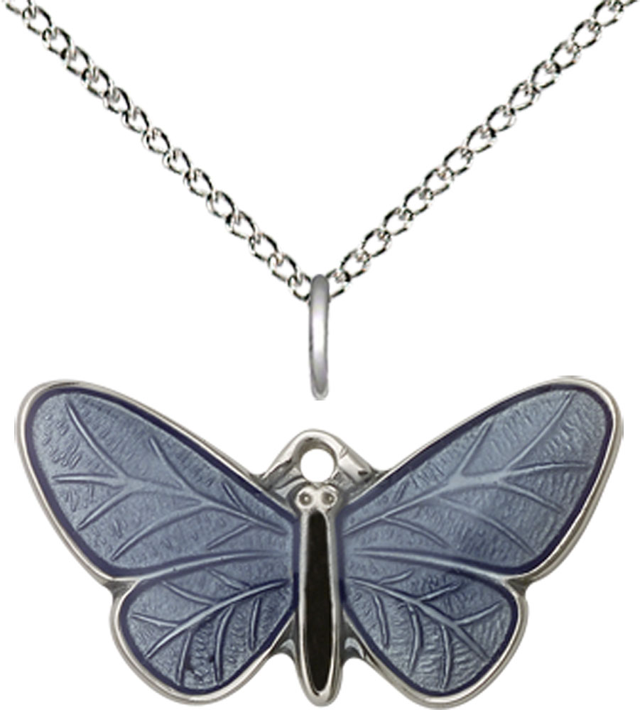 Sterling Silver Butterfly Pendant on a 18 inch Sterling Silver Light Curb chain