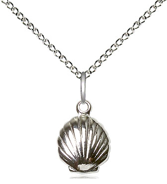 Sterling Silver Shell Pendant on a 18 inch Sterling Silver Light Curb chain