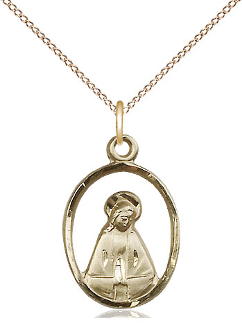 14kt Gold Filled Madonna Pendant on a 18 inch Gold Filled Light Curb chain