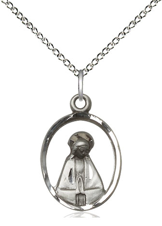 Sterling Silver Madonna Pendant on a 18 inch Sterling Silver Light Curb chain