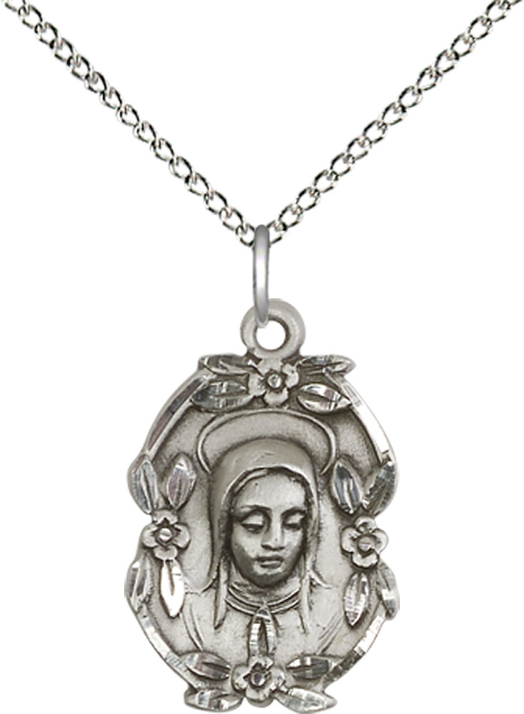 Sterling Silver Madonna Pendant on a 18 inch Sterling Silver Light Curb chain