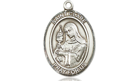 Sterling Silver Saint Clare of Assisi Medal - With Box