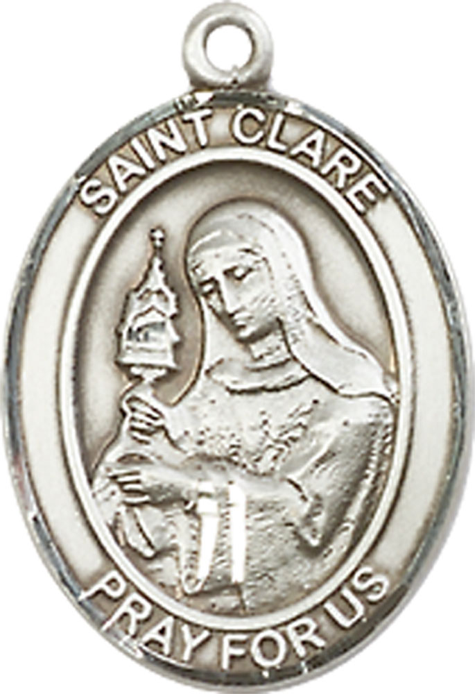 Sterling Silver Saint Clare of Assisi Medal - With Box