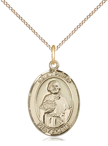 14kt Gold Filled Saint Philip the Apostle Pendant on a 18 inch Gold Filled Light Curb chain