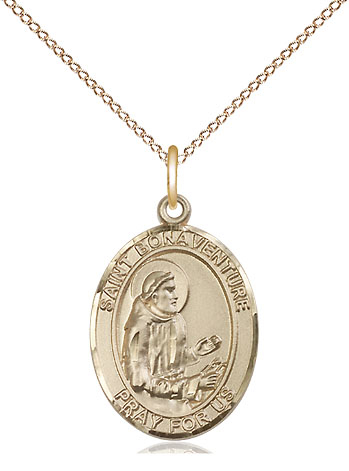 14kt Gold Filled Saint Bonaventure Pendant on a 18 inch Gold Filled Light Curb chain