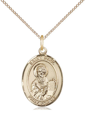 14kt Gold Filled Saint Paul the Apostle Pendant on a 18 inch Gold Filled Light Curb chain