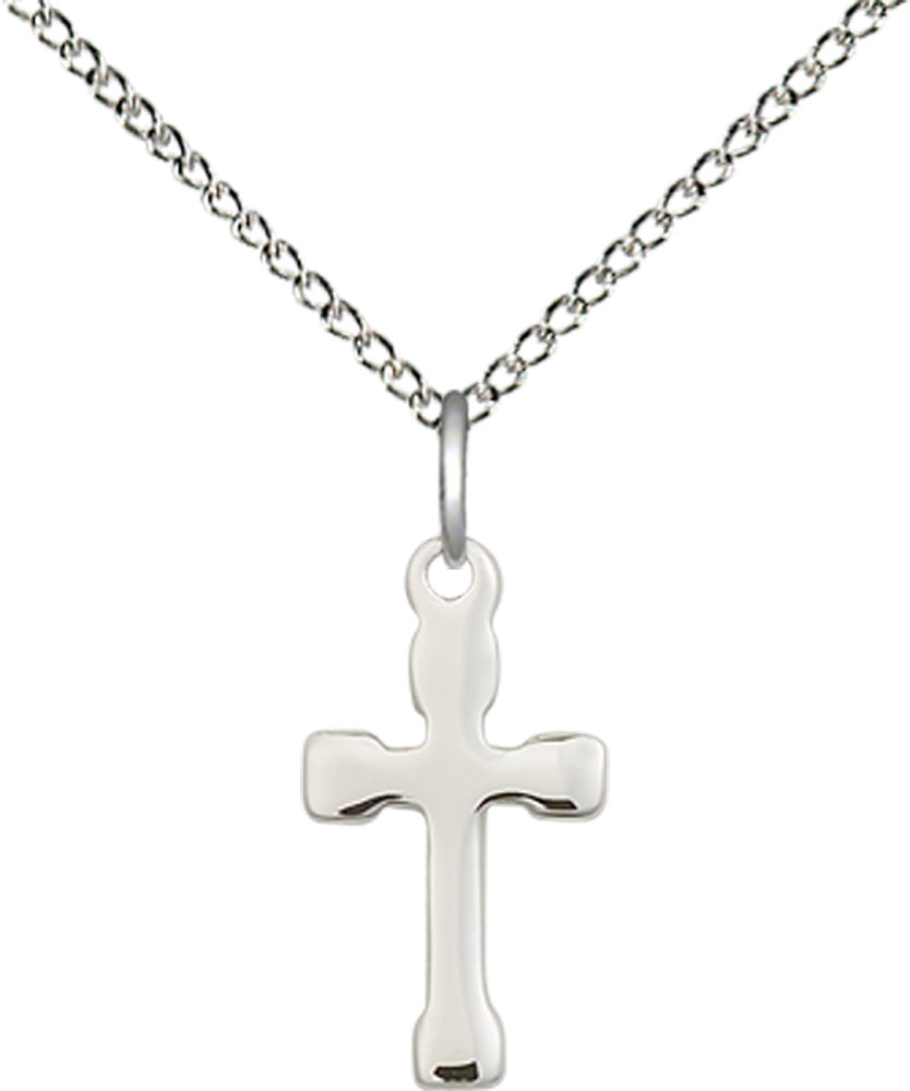 Sterling Silver Cross Pendant on a 18 inch Sterling Silver Light Curb chain