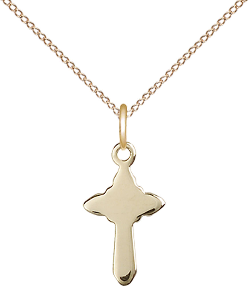 14kt Gold Filled Cross Pendant on a 18 inch Gold Filled Light Curb chain