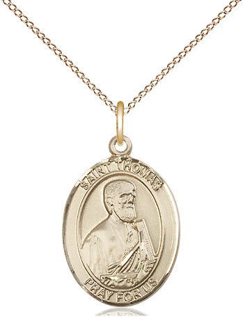 14kt Gold Filled Saint Thomas the Apostle Pendant on a 18 inch Gold Filled Light Curb chain