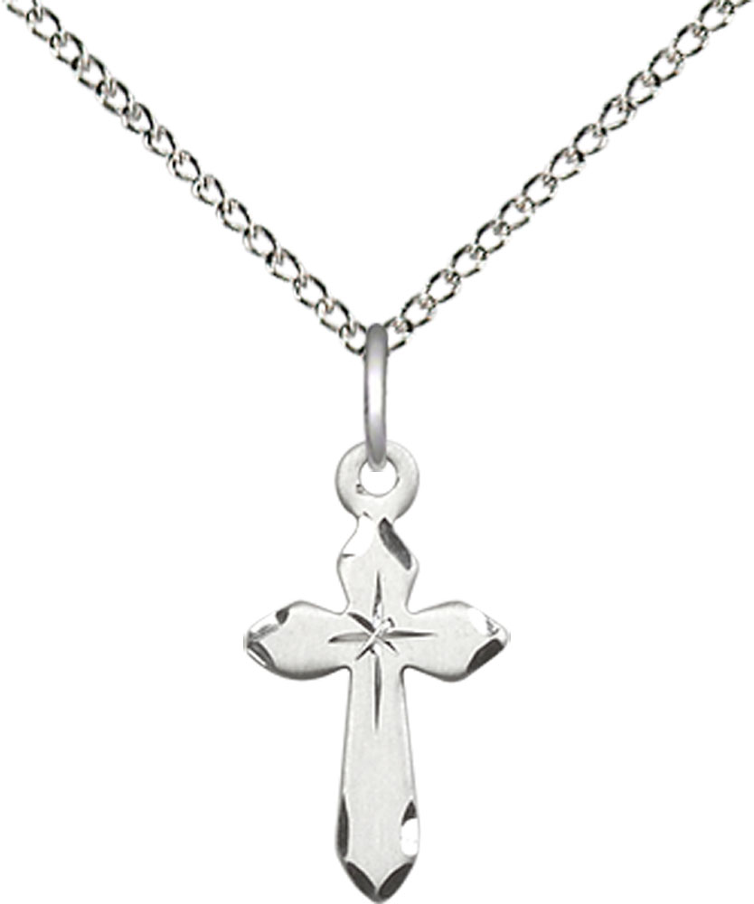 Sterling Silver Cross Pendant on a 18 inch Sterling Silver Light Curb chain