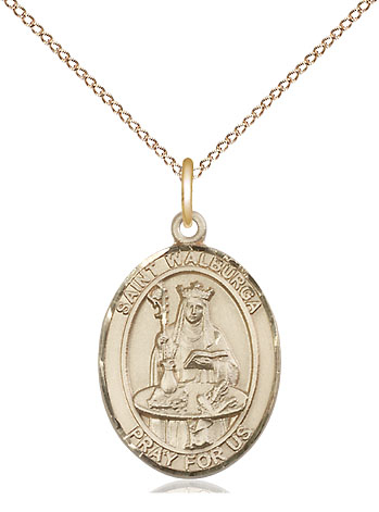 14kt Gold Filled Saint Walburga Pendant on a 18 inch Gold Filled Light Curb chain