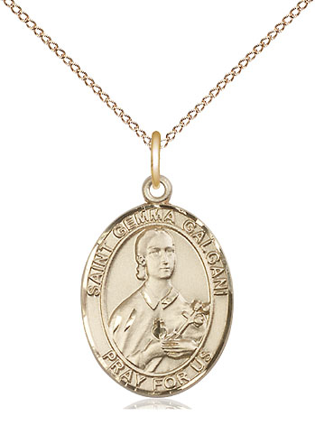 14kt Gold Filled Saint Gemma Galgani Pendant on a 18 inch Gold Filled Light Curb chain