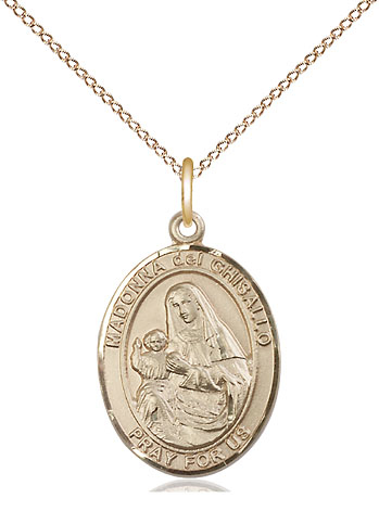 14kt Gold Filled Saint Madonna Del Ghisallo Pendant on a 18 inch Gold Filled Light Curb chain