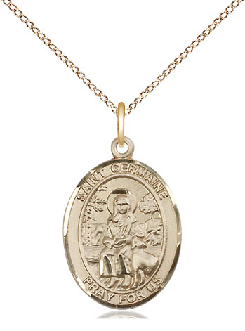 14kt Gold Filled Saint Germaine Cousin Pendant on a 18 inch Gold Filled Light Curb chain