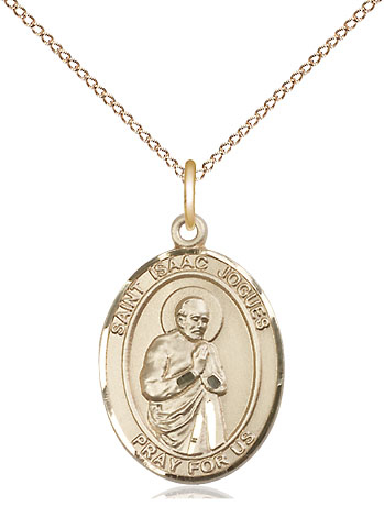 14kt Gold Filled Saint Isaac Jogues Pendant on a 18 inch Gold Filled Light Curb chain