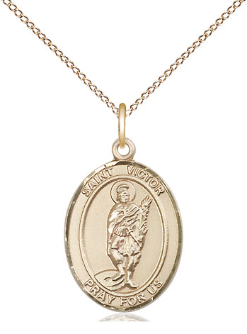 14kt Gold Filled Saint Victor of Marseilles Pendant on a 18 inch Gold Filled Light Curb chain