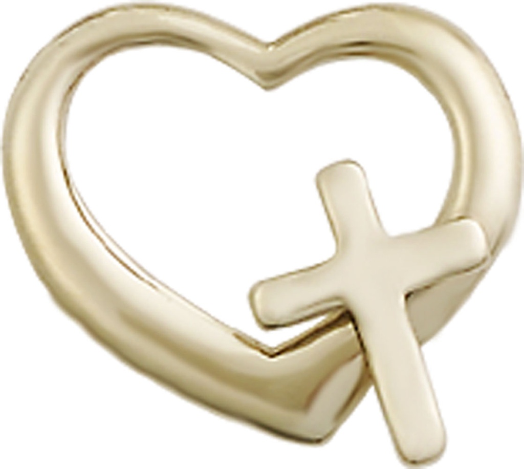 14kt Gold Heart Cross Medal