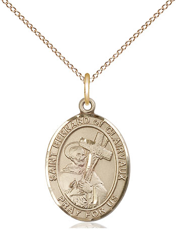 14kt Gold Filled Saint Bernard of Clairvaux Pendant on a 18 inch Gold Filled Light Curb chain