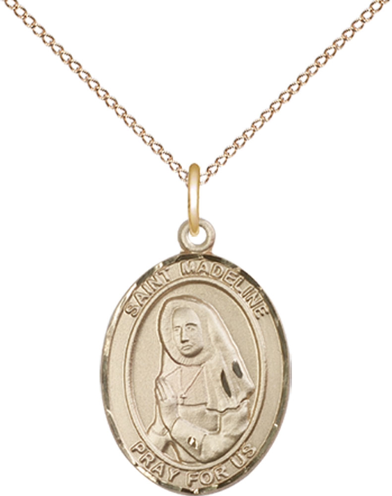14kt Gold Filled Saint Madeline Sophie Barat Pendant on a 18 inch Gold Filled Light Curb chain