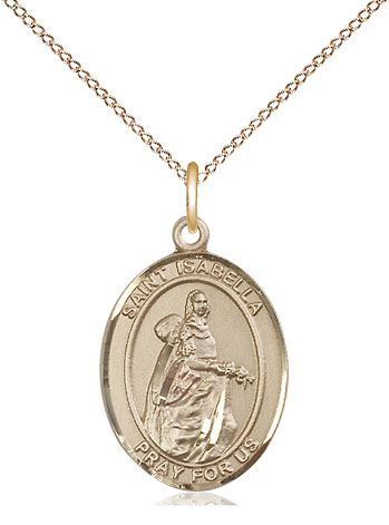 14kt Gold Filled Saint Isabella of Portugal Pendant on a 18 inch Gold Filled Light Curb chain